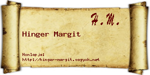 Hinger Margit névjegykártya